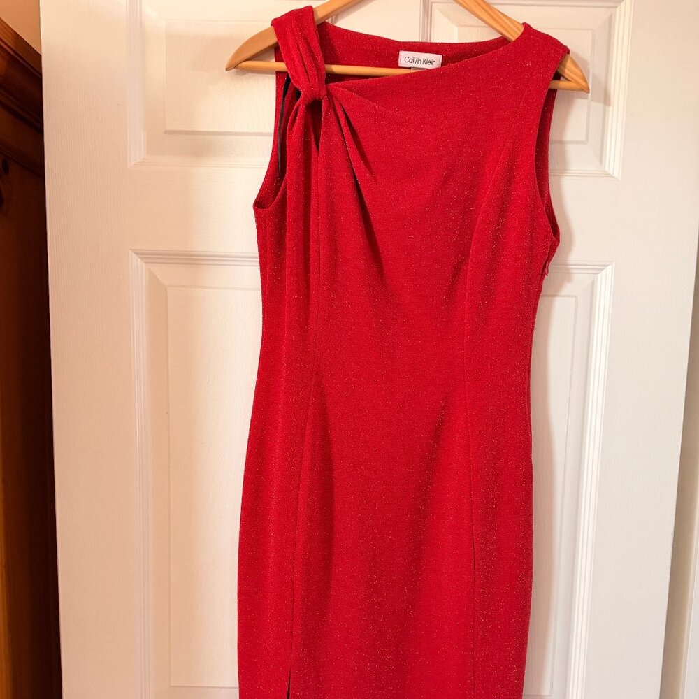 Calvin Klein One Shoulder Red Dress